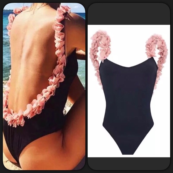 🆑Brazilian Cut One Piece w/Flowers - Picture 2 of 6